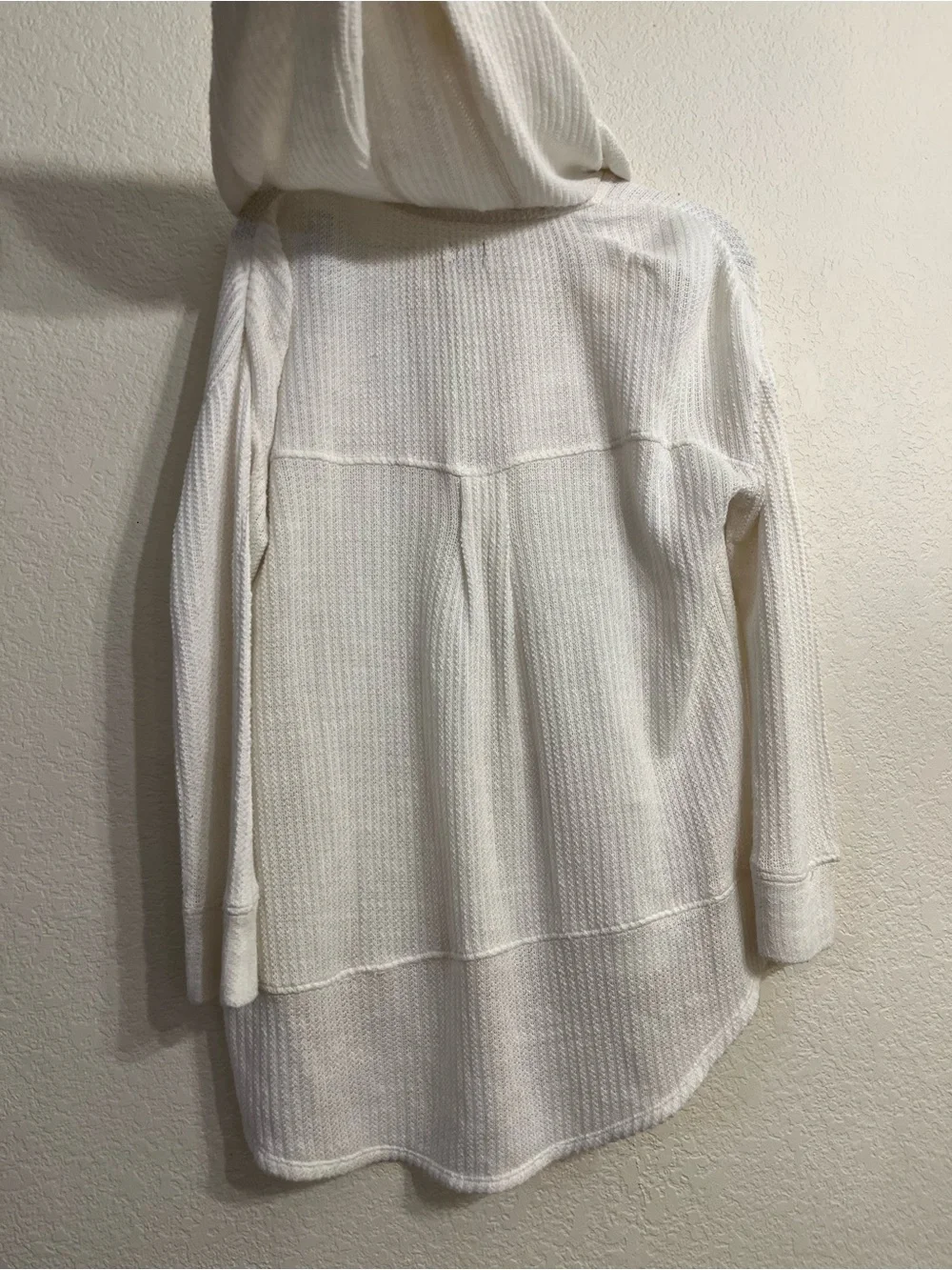 True Craft Cream Waffle Knit Hooded Pullover